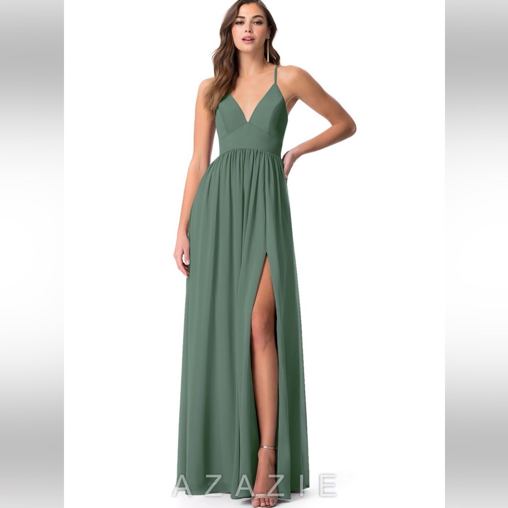 Azazie Aaida dress in A0 size Eucalyptus. Details from site in pictures